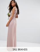 Tfnc Tall Wedding Pleated Maxi Dress With Open Back Detail - Pink
