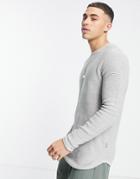 Only & Sons Textured Sweater With Curved Hem In Gray-grey