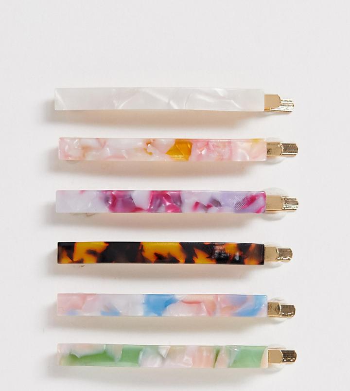 Glamorous Multi Colored Resin Hair Slide Pack