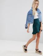 Asos Wrap Mini Skirt With Tie Waist - Green