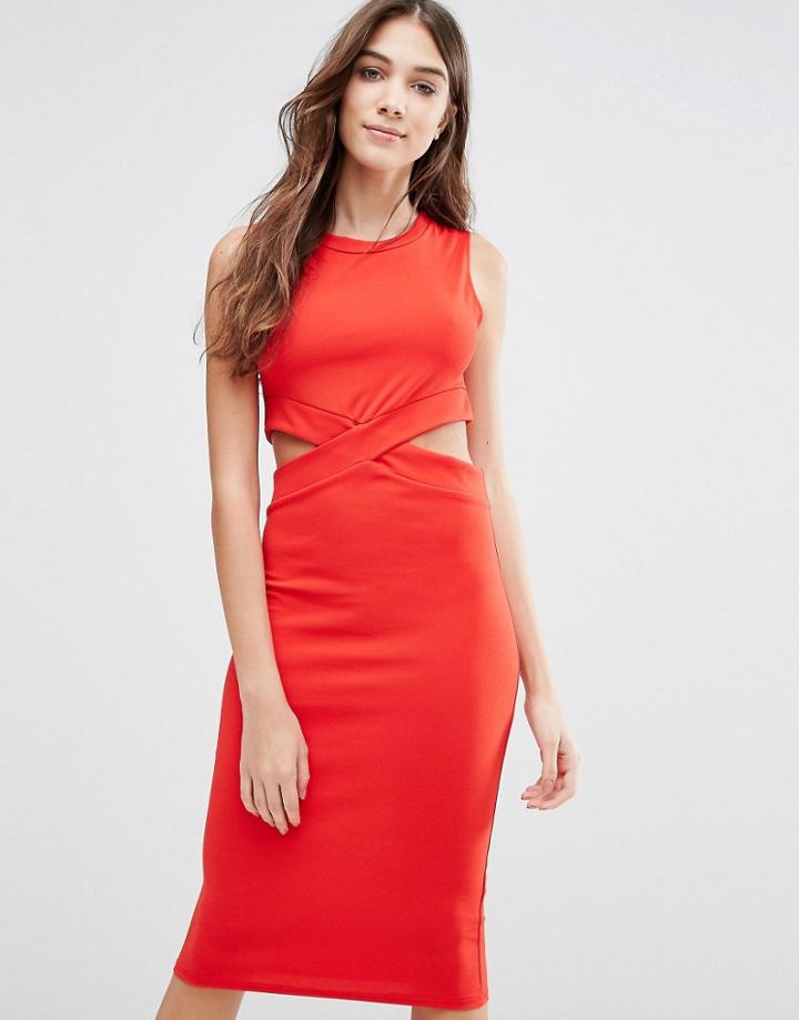 Wal G Pencil Dress With Cut Outs - Red