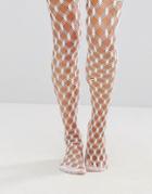 Asos Criss Cross Fishnet Tights - White