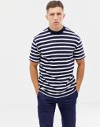 Asos Design Relaxed Striped Heavyweight T-shirt With Turtleneck - Multi
