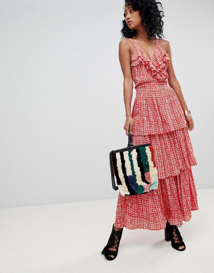 Cleobella Geo-tribal Tiered Maxi Dress - Red