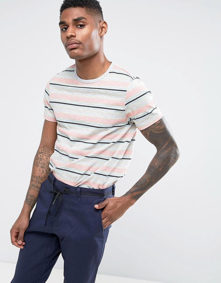 Asos Stripe T-shirt In Slub Fabric - Gray