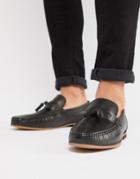 Asos Design Loafers In Black Leather With Tassel - Black