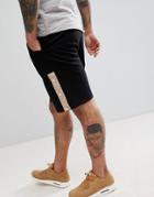 Boohooman Jersey Shorts With Poppers In Black - Black