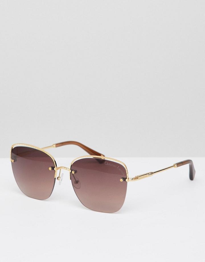 Christian La Croix Cat Eye Sunglasses In Gold - Gold