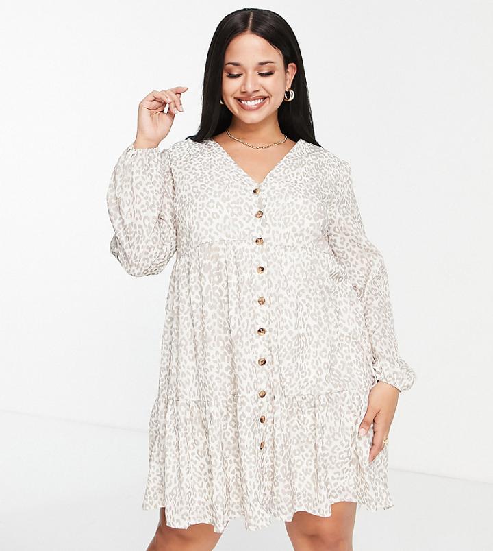 In The Style Plus X Jac Jossa Mini Dress With Balloon Sleeves In Animal Print-multi