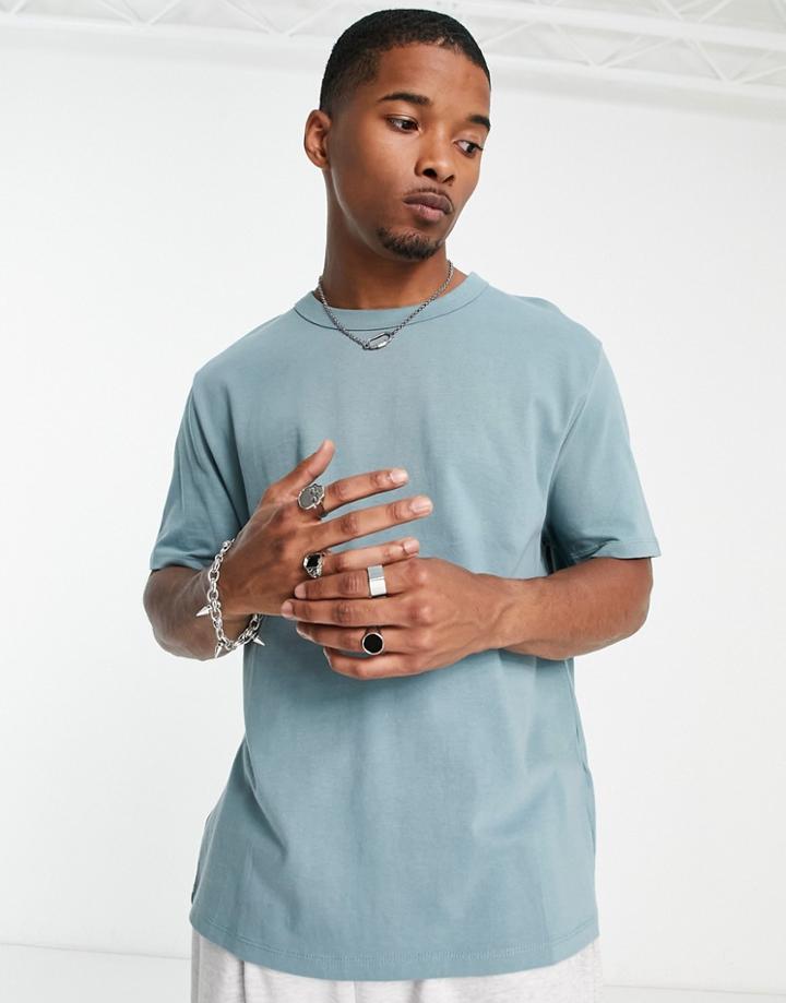 Asos Design Relaxed Fit Heavyweight T-shirt In Washed Blue