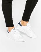 Adidas Originals White And Navy Stan Smith Sneakers - White