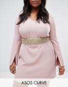 Asos Curve Embellished Waist Belt - Cream
