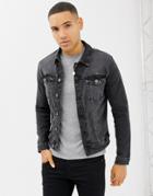 Blend Denim Jacket In Washed Black - Black