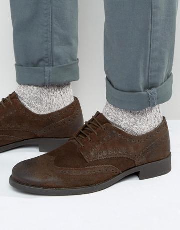 Frank Wright Suede Brogues - Brown