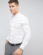 Asos Regular Fit Shirt With Contrast Dobby Collar And Double Cuff - White