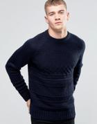 Another Influence Cable Knit Sweater - Navy
