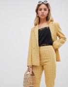 Wild Honey Blazer Jacket In Check Two-piece - Yellow