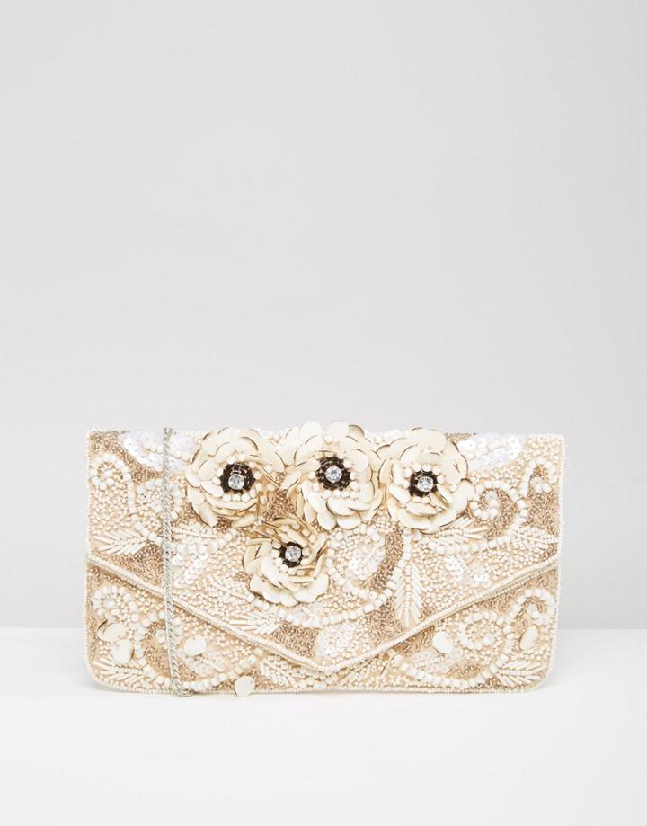 True Decadence Embelished Beaded Clutch Bag - Pink