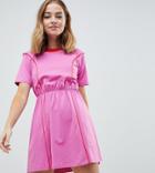 Asos Design Petite Mini Color Block Track Dress - Pink