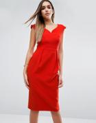 Asos Bardot Pencil Dress - Red