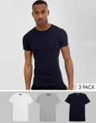 French Connection 3 Pack Crew Neck Logo Lounge T-shirt