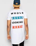 Asos T-shirt With Squad Looking Fresh Print In Relaxed Skater - White