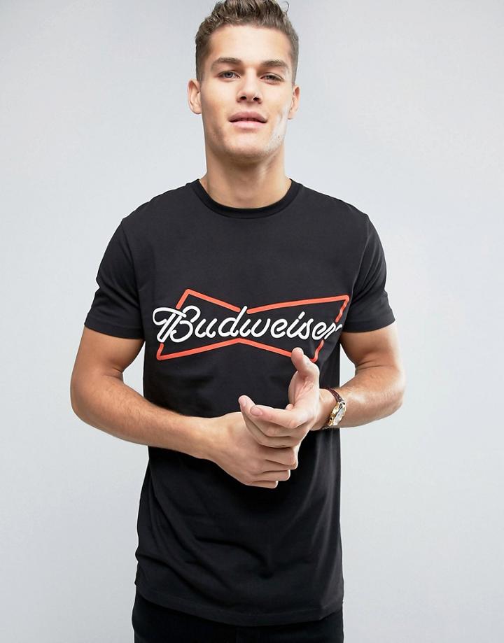 Asos Budweiser Longline T-shirt - Black