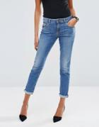 Asos Kimmi Shrunken Boyfriend Jeans In Jo Jo Pretty Mid Blue - Blue