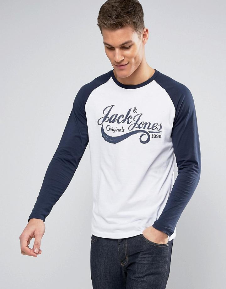 Jack & Jones Raglan Long Sleeve Top - White
