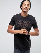 Asos Longline T-shirt With Star Wars Glitch Logo Print - Black