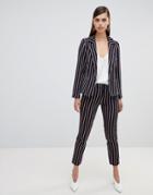Unique 21 Stripe Ankle Grazer Tailored Pants - Navy