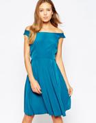 Love Bardot Midi Skater Dress - Blue
