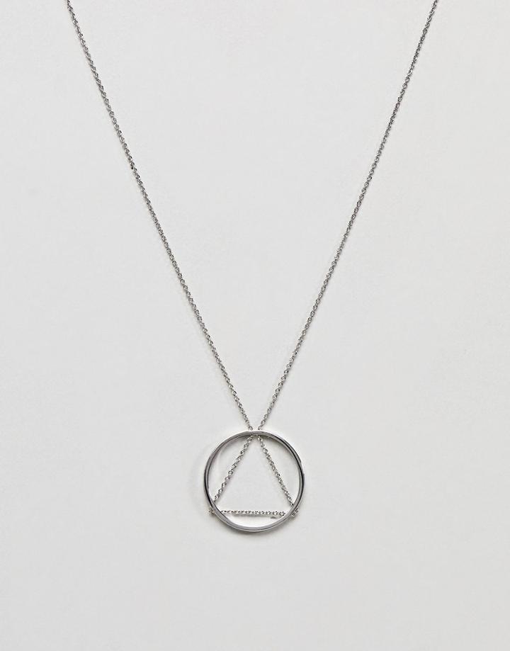 Cheap Monday Triangle Circle Necklace - Silver