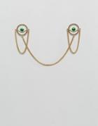 Asos Eye Collar Tips In Green - Gold