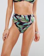 Asos Mix & Match Tropical Pop Print High Waist High Leg Bikini Bottom - Multi