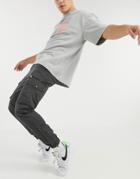 River Island Tapered Cargo Pants In Gray-grey