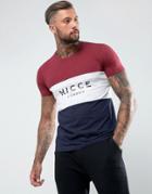 Nicce London T-shirt With Triple Panel - Red
