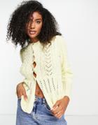 River Island Stitch Detail Cardigan In Yellow