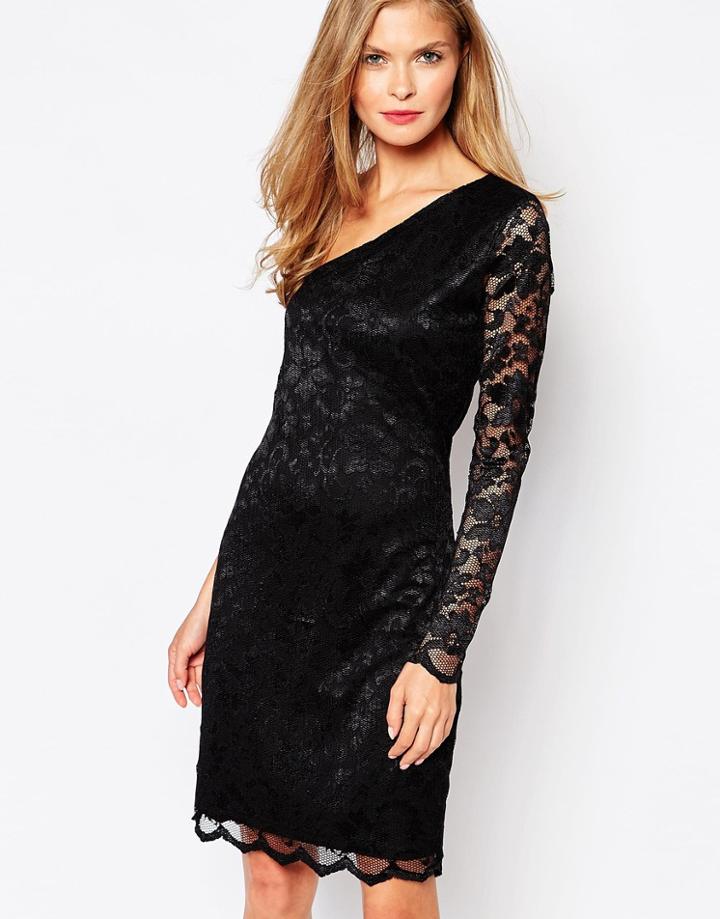 Vero Moda One Sleeve Lace Body-conscious Dress - Black