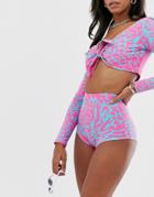 Elsie & Fred High Waisted Shorts In Animal Print Two-piece - Blue