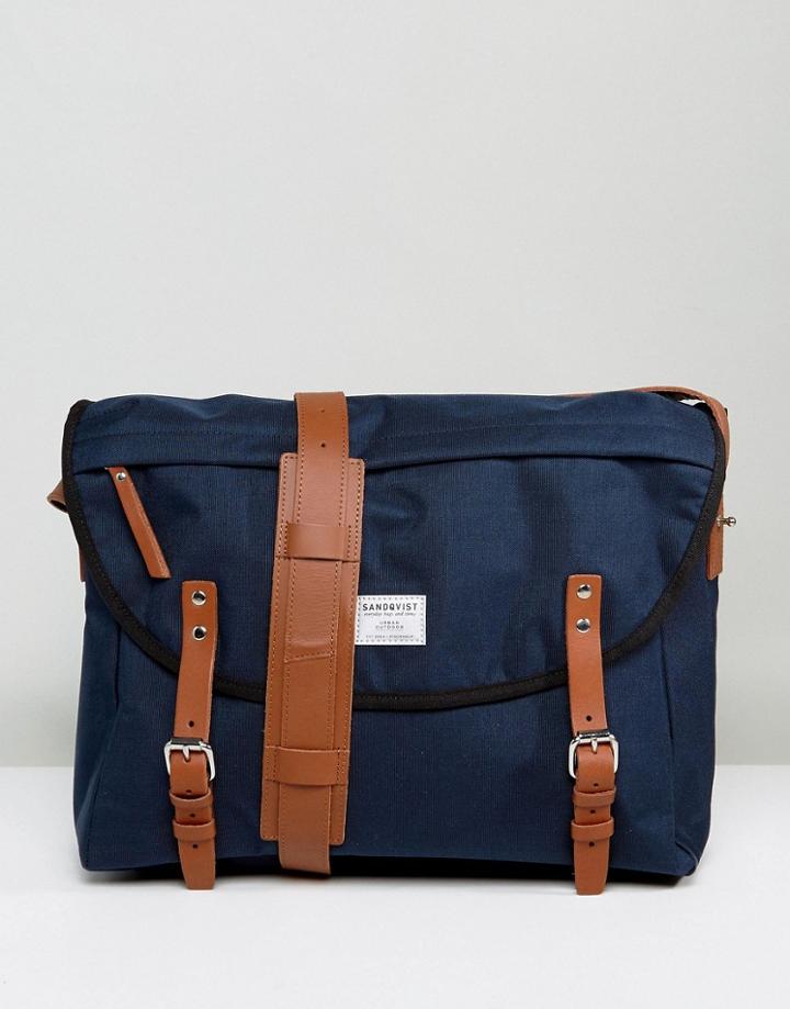 Sandqvist Erik Cordura Messenger Bag In Navy - Navy