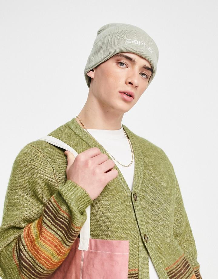 Carhartt Wip Script Beanie In Gray