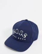 Boss Curved 2 Large Logo Baseball Cap In Navy