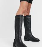 Asos Design Wide Fit Carson Chunky Flat Knee Boots-black