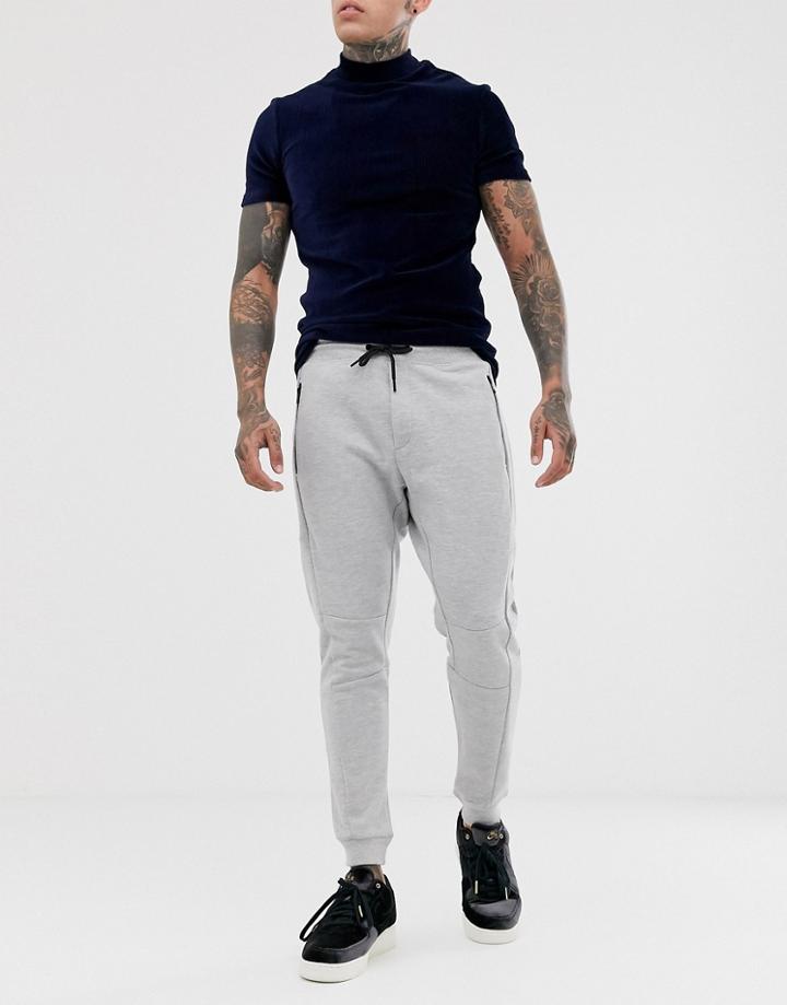 Bershka Jersey Waffle Sweatpants In Gray - Gray