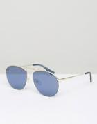 Le Specs Aviator With Light Blue Lens - Gold
