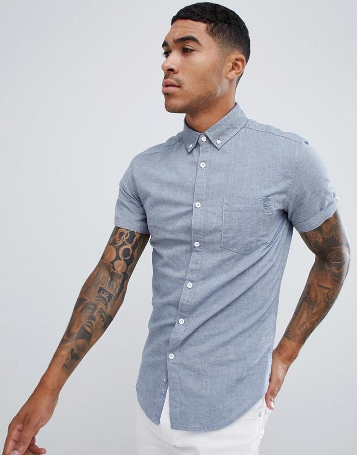 Soul Star Short Sleeve Button Down Shirt - Navy
