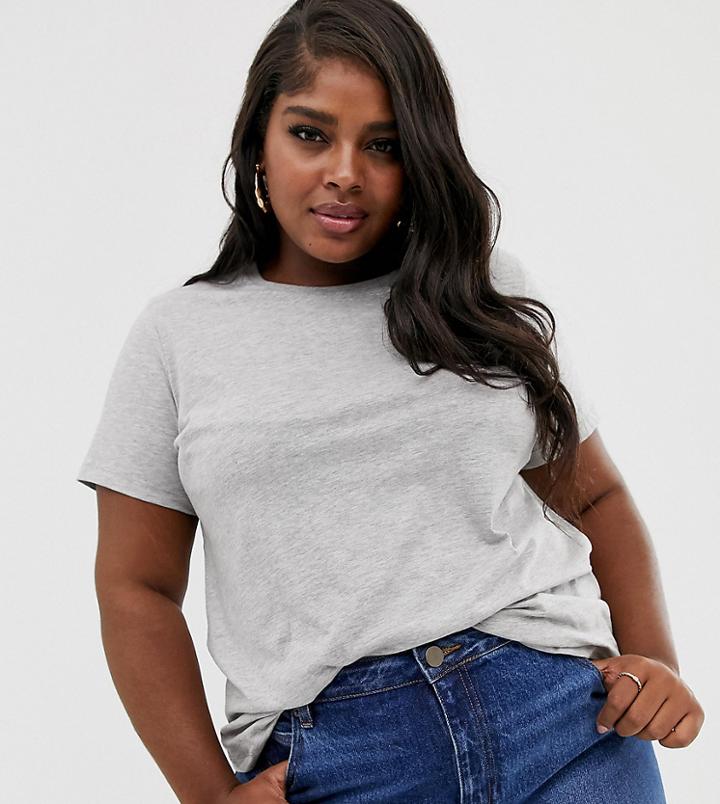 Asos Design Curve Ultimate T-shirt With Crew Neck In Gray