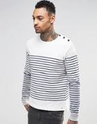 Diesel Crew Jumper T-venera Breton Cotton Knit In White - White