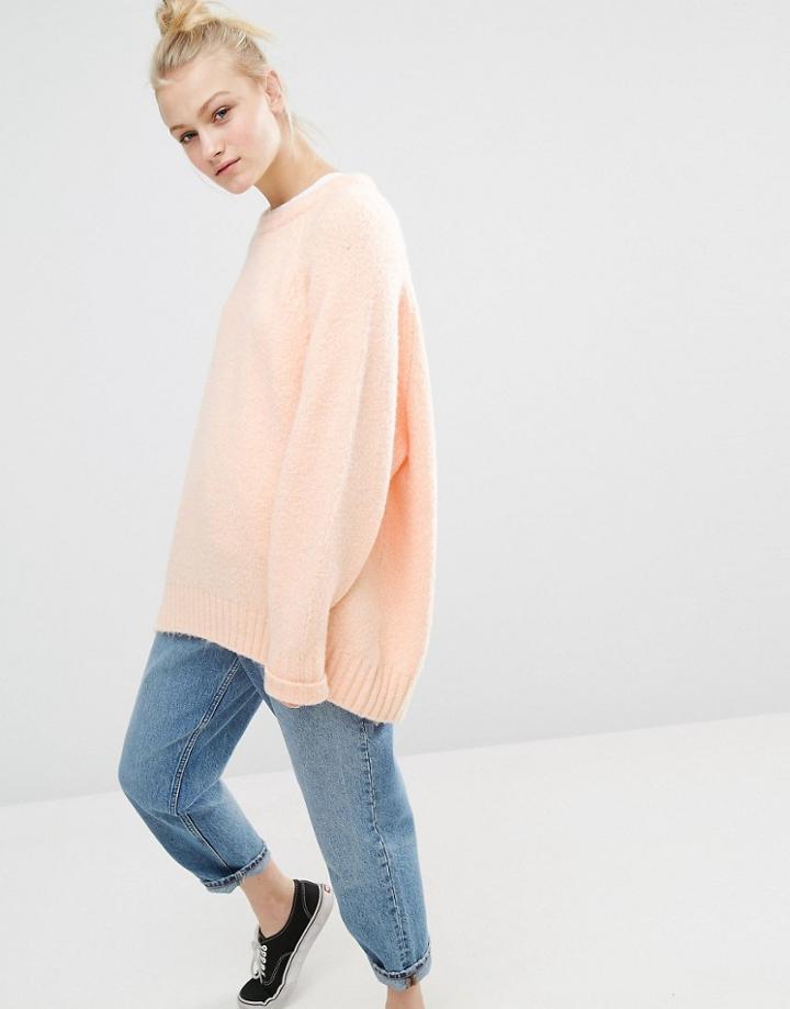 Monki Soft Knit Oversized Sweater - Orange